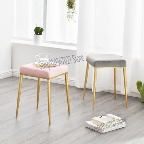 Nordic Small Stool Creative Small Bench Living Room Fashion Dining Table Square Stool Fabric Dressing Stool Makeup Chair
