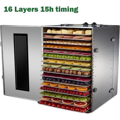 Home Fruit and Vegetable Dryer Electric Meat Drying Machine Timing Stainless Steel Dryers 16 Layers Food Dehydrator Machine