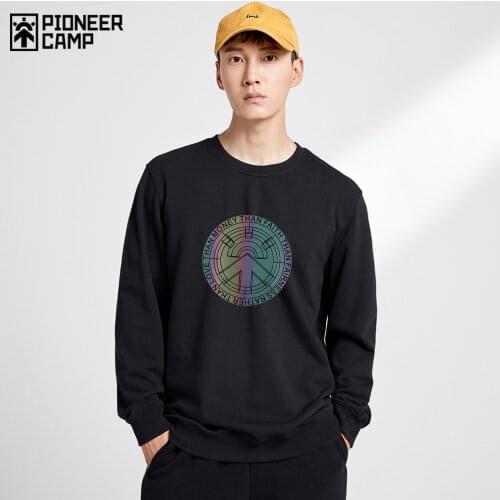 Pioneer Camp Hip Hop Sweatshirt Men 100% Cotton Crewneck Japanese Streetwear Pullovers Mens Autumn Clothing XYK03001004H