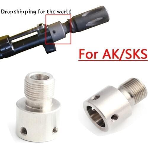 Tactical CNC Steel Muzzle Brake 7.62*39 Thread Adapter for Hunting Rifle M14 x 1 Left AK/SKS Saiga Accessory Fits on Amoeba m4a1