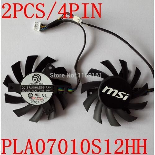 Free Shipping 2pcs/lot MSI R5770 6770 N450GTS HAWK graphics card fan PLA07010S12HH 65mm 12V 0.5A