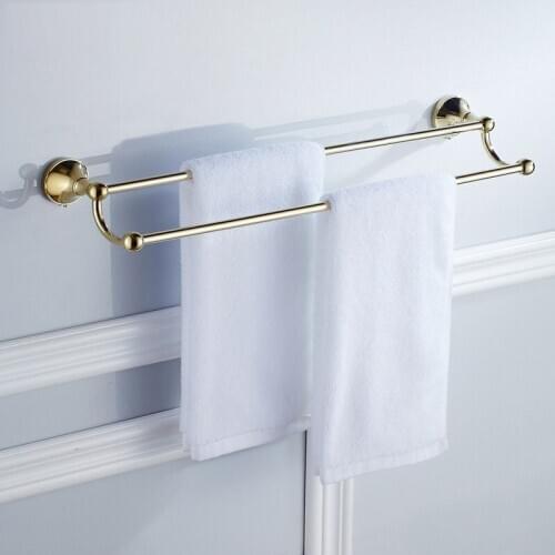 Luxury Gold Brass Bathroom Towel Holder Double Towel Bar Towel Rack Towel Rail Bathroom Accessories