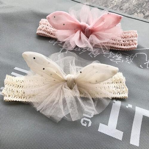 Wecute Korean Lace Flower Hair Band Rabbit Ears Headband Pink Hairbands For Girls Fashion Head Hoop Headwear Hair Accessories