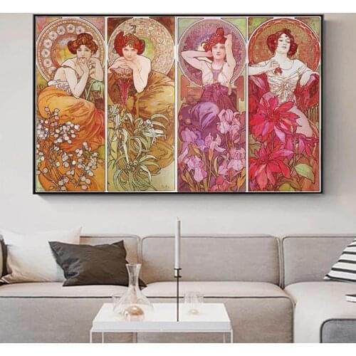 Alphonse Mucha Vintage Beauty Wall Art Posters And Prints Art Nouveau Woman Paintings on the Wall Art Pictures Home Deocr Cuadro