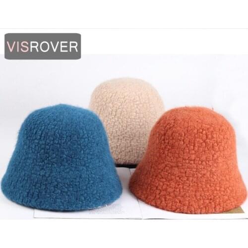 VISROVER new 6 color Winter Bucket cap for Women Real Wool Autumn fishing hat outdoor sports Autumn ladies hat gift wholesales