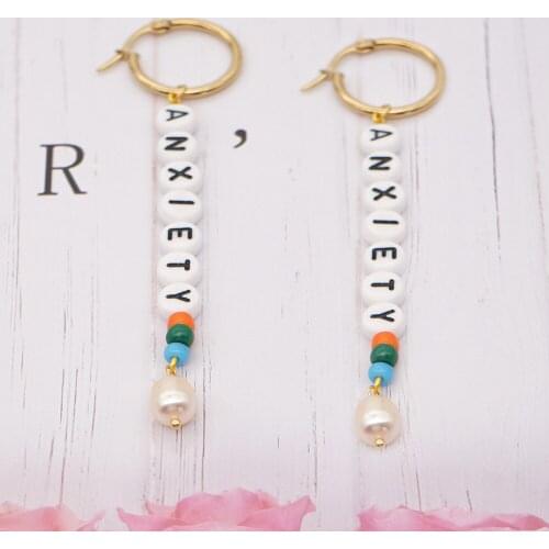 Go2boho Rainbow Beaded Freshwater Real Pearl Earrings Femme Handmade Long Earring Letter 2020 Women Jewelry Making Manufacturer