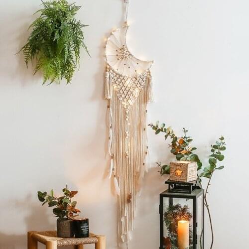 1 X Tapestry Bohemian Tassel Macrame Woven Wall Hanging Tapestry Ornament Moon Handmade 2021 New High Quality