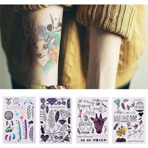 1 PC Black Roses Design Flower Arm Body Art Large Fake Tattoo Sticker Geometric Planet Fashion Women Temporary Tattoo Sticker