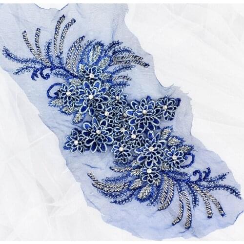 1Piece New Arrival Lace Applique Beads Lace Accessories Luxury Flower Sewing Lace Trims Wedding Decoration