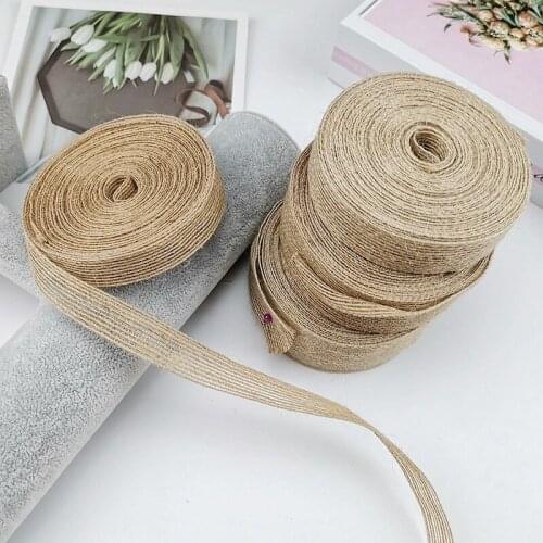 10m Natural Burlap Ribbon Elegant Burlap Fabric Craft Ribbon Burlap Jute Ribbon for Crafts Wedding Christmas Gift DIY Decoration