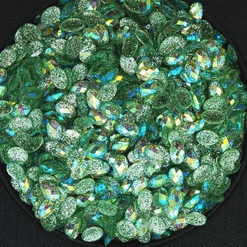 1000PCS 4*6mm oval shape Color number 018 AB resin Non Hot Fix Acryl flatback rhinestone Beads DIY