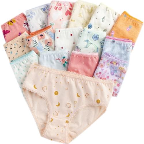 12 Pieces/Lot) 100% Cotton Girls Briefs Underwear Kids Chirdren Briefs Girls Panties Kids Underwear 2-12years