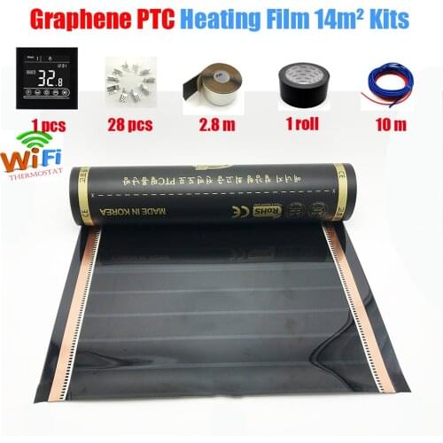 14m2 Kits New Infrared Low Power Consumption Energy Saving PTC Self Regulating Underfloor Warm Floor Carbon Heating Film