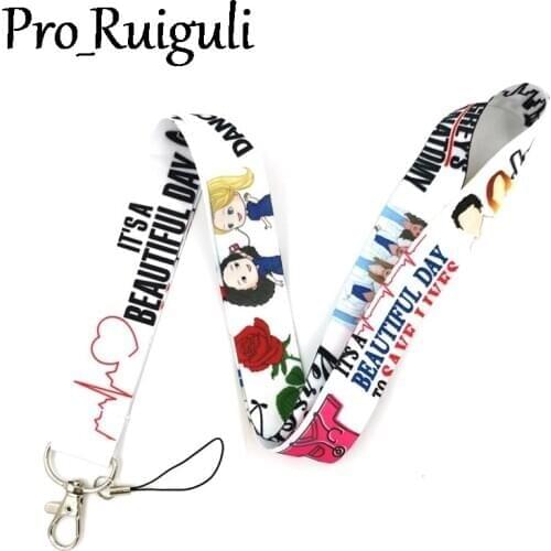 30pcs Greys Anatomy TV show doctors Lanyard Keys Phone Holder Funny Neck Strap With Keyring ID Card DIY Lanyard Hang Ropes