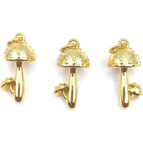 5pcs Tiny Gold Mushroom Pendant Necklaces For Women Simple Modern Charms Dainty Brass Pendants Gold Fruit Pendants Jewelry