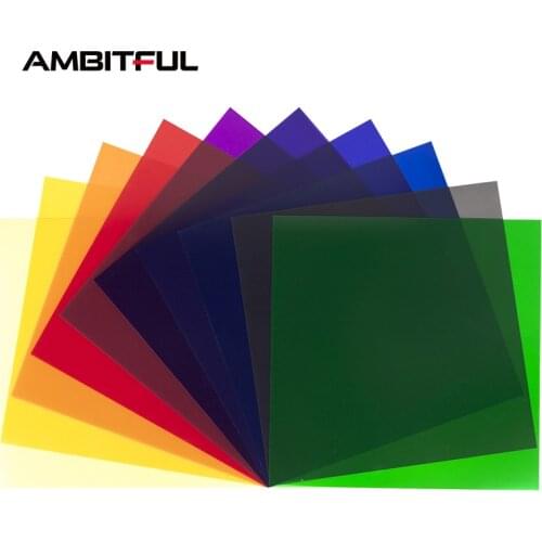 AMBITFUL 12"x 12" 30x30cm 11pcs Color Correction Gels Set Color Gel Filter Film for Video LED Light Studio Flash Strobe