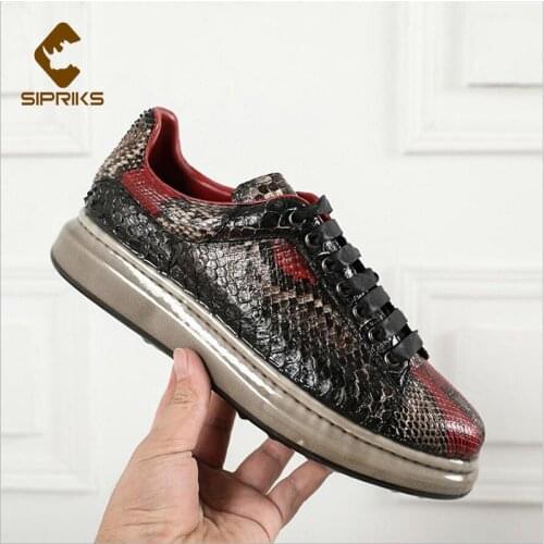 Bif Discounts 2021 NEW real snakeskin casual shoes luxury mens sport sneakers python leisure flats Fluorescent sole moccasin 44