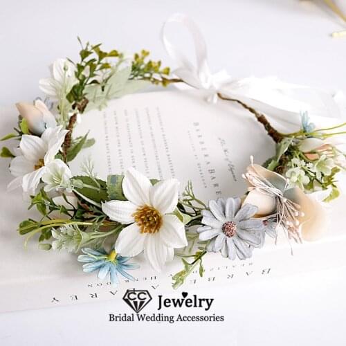 CC Wreath Women Hair Accessories Wedding Hairwear Engagement Jewelry Bridesmaids Headdress Seaside Flower Hairbands Gifts 58337