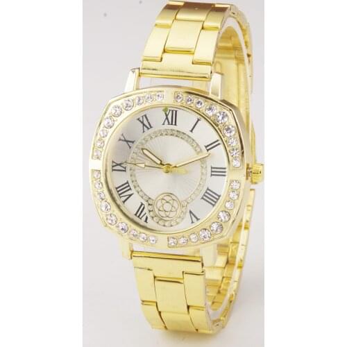Women Watches Top Brand Women Gold Diamond Square Casual Quartz Watch Women Stainless Steel Watches Relogio Feminino Flower Hour