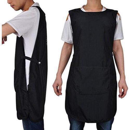 Black Sleeveless Apron With Big Capacity Pocket Front-Back Double-Sided Salon Hairdressing Cutting Apron for Barber Hairstylist