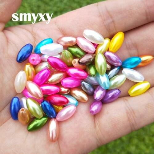 100pcs 12x6mm Mixed Multicolor Long Oval ABS Imitation Pearl beads DIY Jewelry Making Accessories