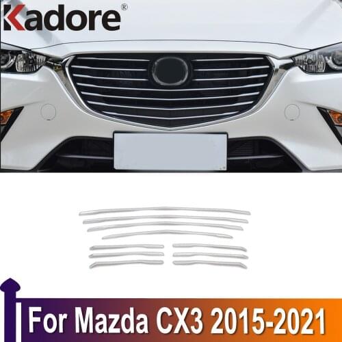 For Mazda CX3 CX-3 2015 2016 2017 2018 2019 2020 ABS Chrome Car Front Center Grille Trim Cover Grill Strip Exterior Car Styling