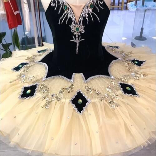 FLTOTURE Black Tutu Adult Ballet Performance Pancake Skirt Professional Paquita Variation Competition Ballerina Dance Dresses
