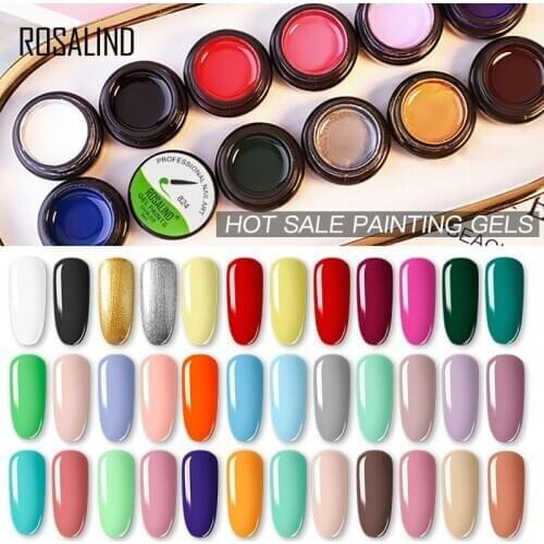 ROSALIND Painting Gel Hybrid Primer Nail Polish For Design 142 Colors All For Manicure 5ML DIY Gel Varnishes Top Coat Nail Art