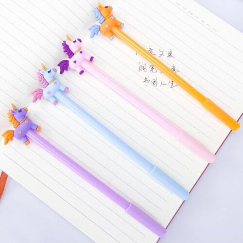 40pcs/lot Kawaii Gel Pen 0.38mm Cute Animal Horse Pens for School Supplies Kawaii Unicorn Pens Kids Present Stationery Wholesale