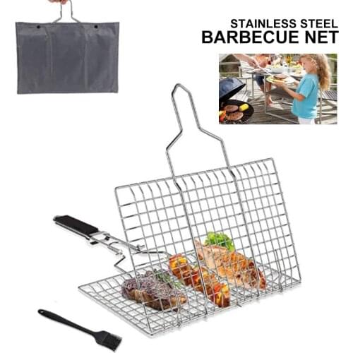 BBQ Grilling Basket 304 Stainless Steel Rustproof Portable Barbecue Tool Outdoor Grill Accessories For Steak Chops Vegetable