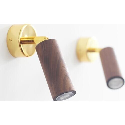 Loft Wall Lamp Creative Metal Base Solid Wood Modern Wall Rotatable Angle Mounted Sopt light Indoor Sconces Decorative Lighting