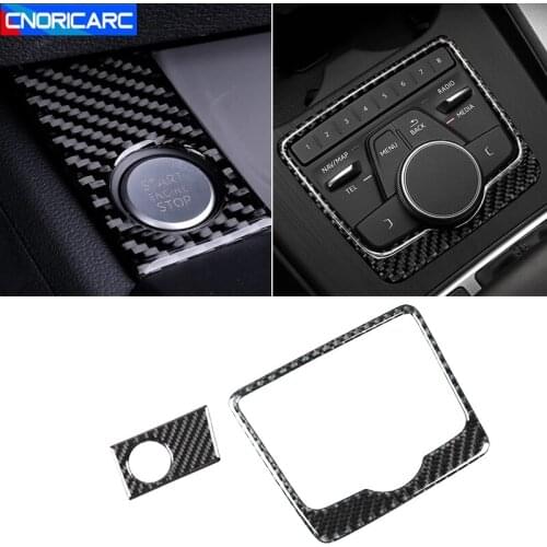 Car Console Multimedia Panel Cover Trim For Audi A4 B9 A5 2017-2021 Start Stop Engine Switch Button Frame Interior Accessories