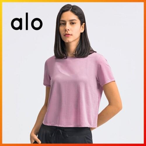 Alo Yoga Summer Six Colors Casual Womens T-shirt Short Sleeve Daily Outing Street Running Fitness Sports Top Crop Top