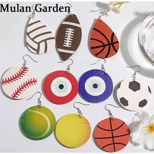 M&G New Creative Personality Tennis Football Earrings Cute Pendant PU Leather Earrings Fashion Jewelry Women Accessories Gifts