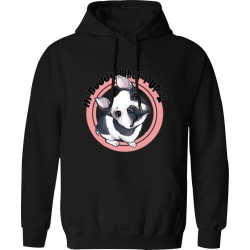 Mens Hooded Cute Buddy Dog Harajuku Long Sleeve Sweatshirts and Hoodie Hipster Outwear Male Fashion Autumn Moletom Masculino