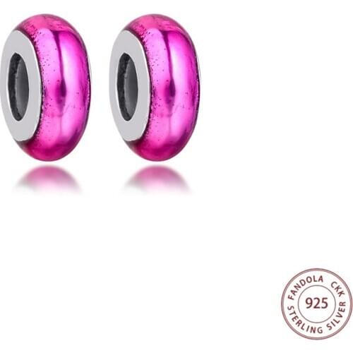 Genuine 925 Sterling Silver My Pink Spacer Charm Fits Original Me Bracelet Metal Beads for Jewelry Making Bijoux Femme 2020