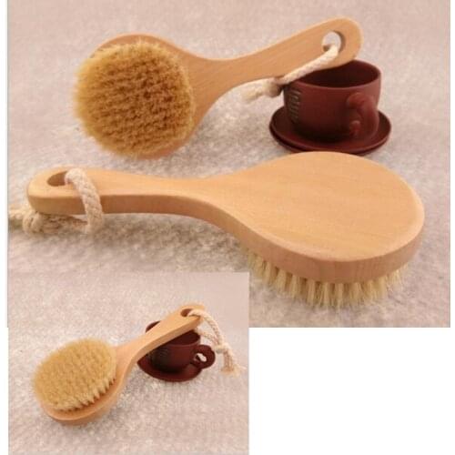 New Natural Bristle Detox Wooden Handle Shower Bath Brush Body Brush Long-handled Skin Massage Spa Brush Bathroom Bath Supplies