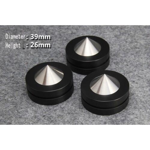 NEW 1 set Black Crystal Steel D39mm Sound Isolation Feet Speaker Spikes, Audio Cones, HiFi Mounts Amplifier feet