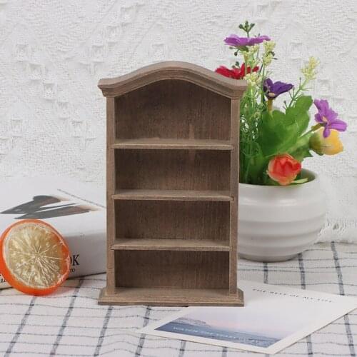 New Arrival!Miniature Wooden Retro Bookcase Cabinet Shelf Cupboard Model Dollhouse Furniture Decor DIY Toys