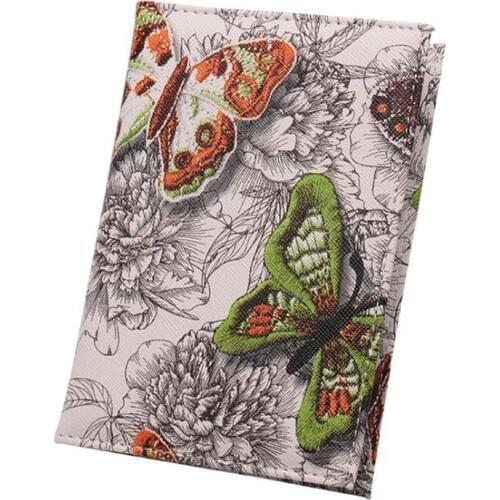3D Butterfly PU Leather Passport Holder with Sim Card Slots Illustration Passport Cover