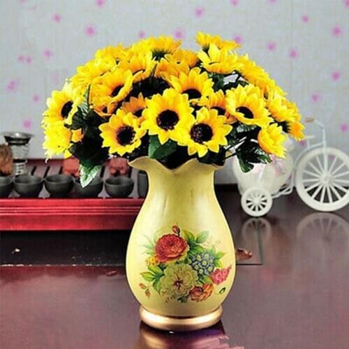 Autumn Decoration Yellow Sunflower Silk Artificial Flowers Bouquet For Home Decoration Office Party Garden Decor