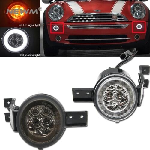 Clear/Smoke Lens Full LED Halo Turn Signal Light Assembly For MINI Cooper R50 R52 R53