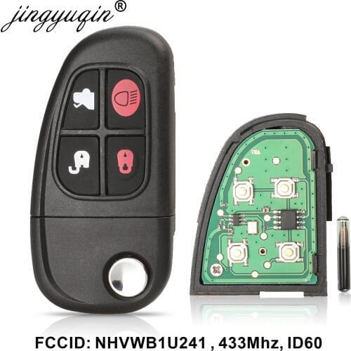 Jingyuqin 4 Bottons Car Auto Flip Remote Key for Jaguar X-Type S-Type 1999-2009 XJ XJR 2002-2008 433MHz 4D60 chip NHVWB1U241