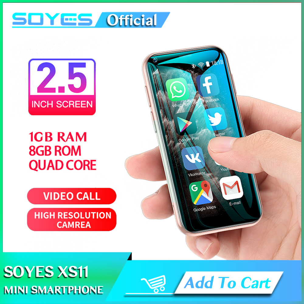 Mini SOYES XS11 Android 6.0 Cellphone 3D Glass Slim Body Dual Sim 1GB 8GB Quad Core 1000mAh Google Play Market Cute Smartphone