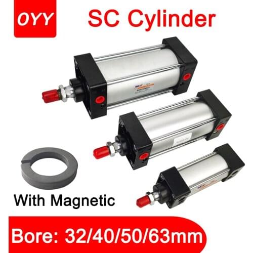 Standard Pneumatic Cylinder SC32/40/50/63mm Stroke 25-1000mm Air Cylinder Double Acting With Magnetic Pneumatics Pistons