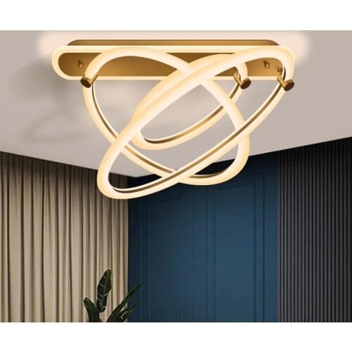 LED Circle Universal Head Living room Lamp Atmospheric Golden Ceiling Lamp Aluminum Bedroom Lamp Study Lamp