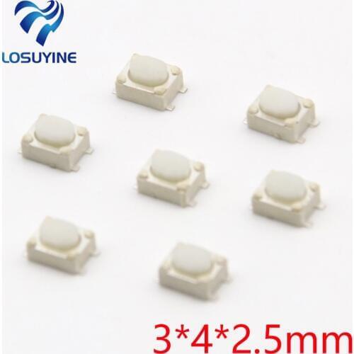50pcs/lot SMT 3x4x2.5MM 4PIN Tactile Tact Push Button Micro Switch G75 Self-reset Car Remote Control Switch Free Shipping