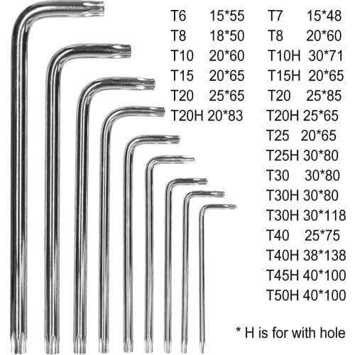 T6/7/8/10/15/20/25/30/40/45/50 45# steel Wrench Screw Driver Spanner Repair Tool Tamper Proof Llaves Torx Hole Bit