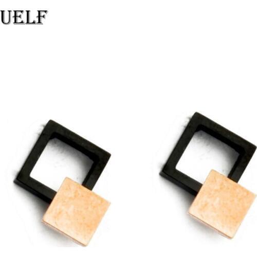 Uelf 2019 Classic Design Romantic Jewelry Rose Color Black Ceramic Stud Earrings For Women Elegant Wedding