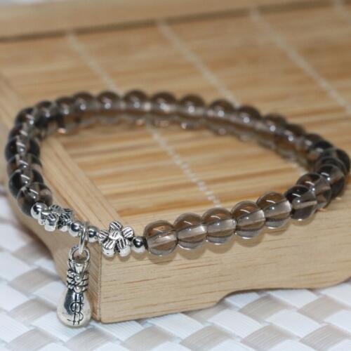 High quality new fashion unique bracelets for women gray electroplate crystal round beads 6mm diy jewelry making 7.5inch B2106